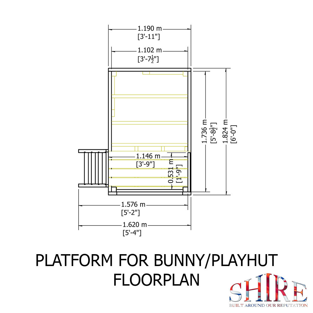Shire Bunny Playhouse with Platform x 4Ft DIY Megastore