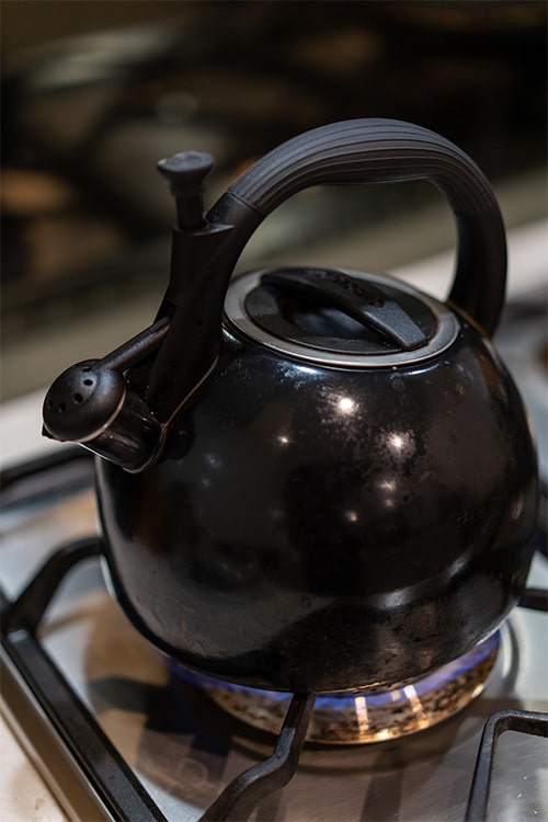 Kettle on stove.
