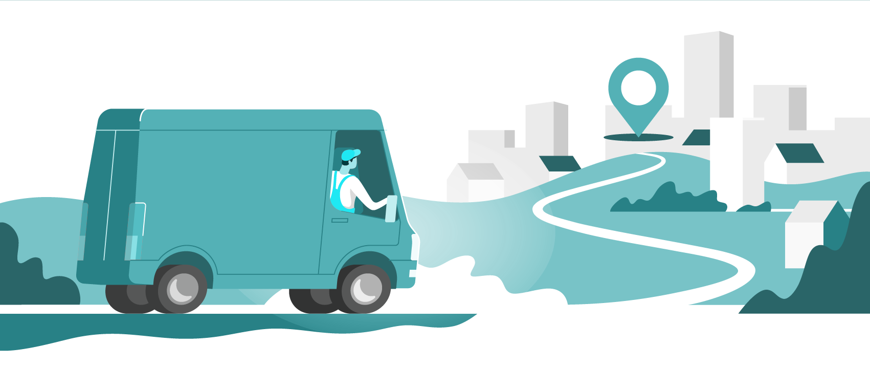 Delivery Truck Going Over The Hills